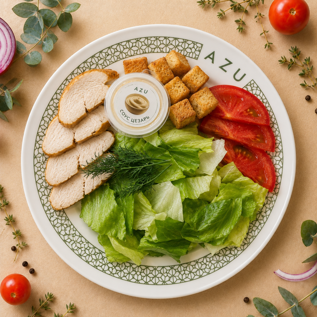 С-т Цезарь с жареной курицей Изображение С-т Цезарь с жареной курицей - AZU