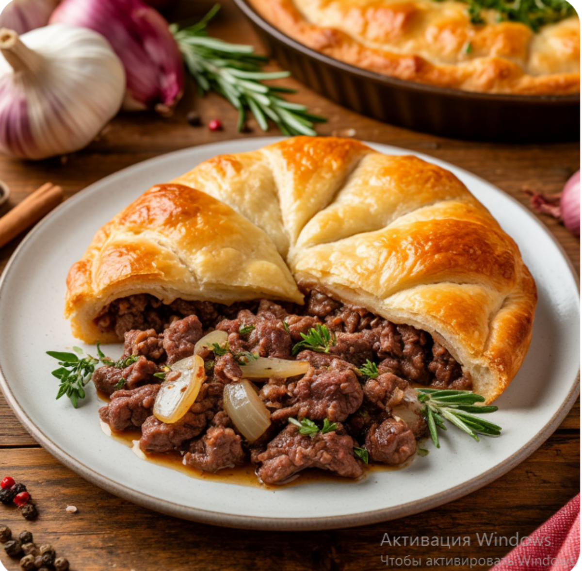 Пирог дрожжевой с мясом говядины Изображение Пирог дрожжевой с мясом говядины - Ланчбург