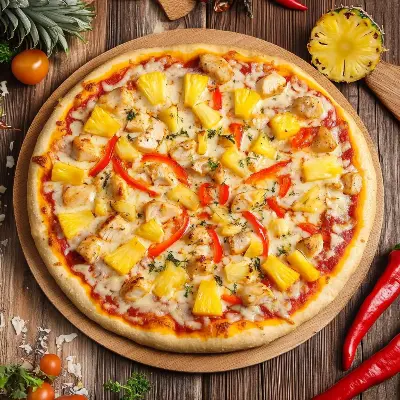 Пицца с курицей и ананасами 25см Изображение Пицца с курицей и ананасами 25см - Yo! Fish