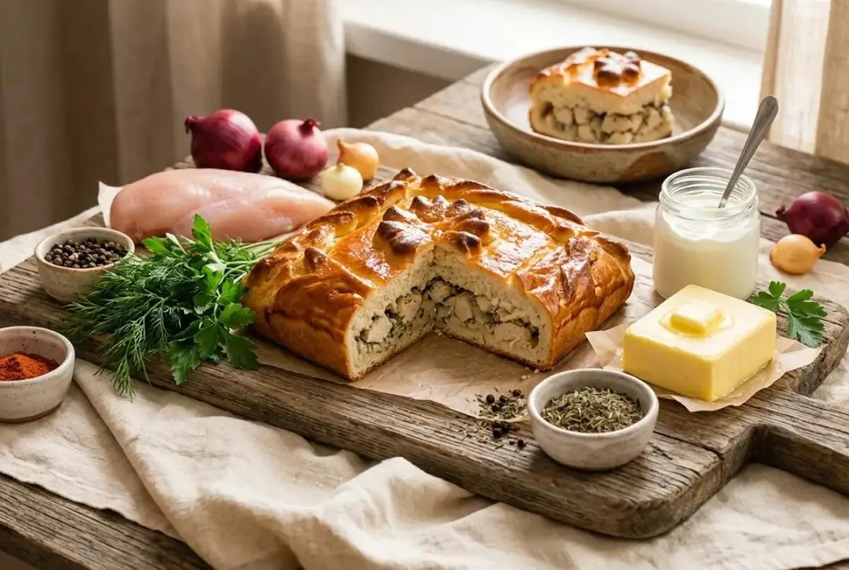 Пирог дрожжевой с курицей Изображение Пирог дрожжевой с курицей - Ланчбург